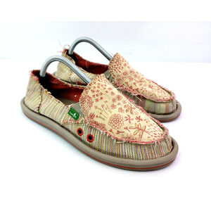 Sanuk Scribble Sidewalk Surfer Womens Size 6 Slip On Casual Loafer Shoes